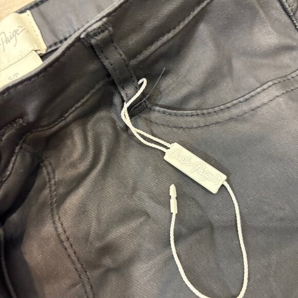 Charlie Paige Black Faux Leather Slim Fit Cotton Pants sz S - Picture 4 of 10